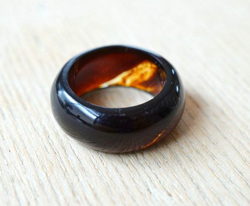 琥珀指輪（ブルーアンバーリング）サイズ13 R09 利中天然石
